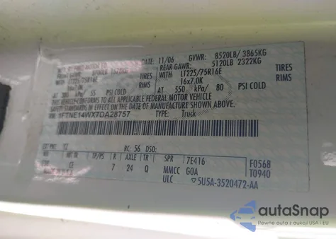 2007 Ford E-150 Commercial/Recreational из США, поврежденный, VIN 1FTNE14WX7DA28757